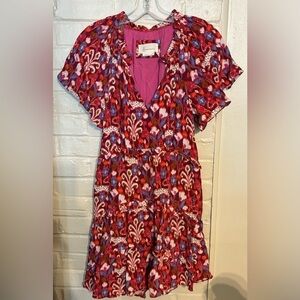 Anthropologie Robin‎ Floral Ruffle Tiered Mini Dress Size XS
